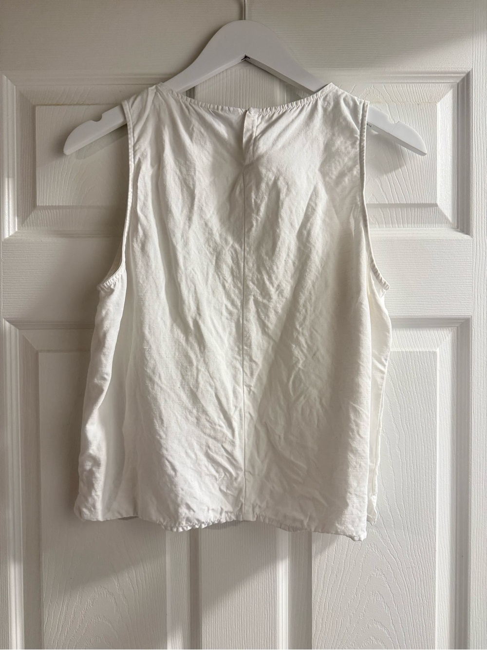 Halston White Linen Blend Sleeveless Tank Top Size M - Picture 2 of 4